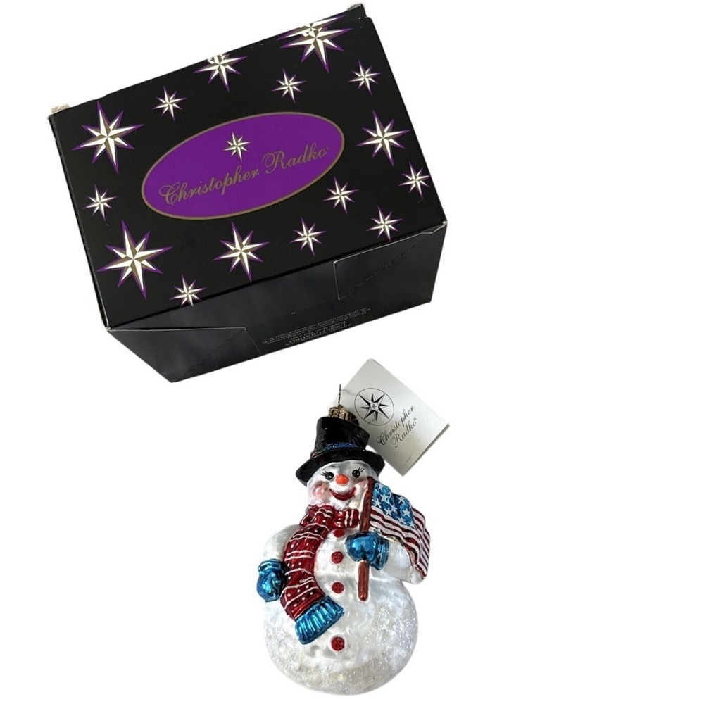 Christopher Radko Frosty 'N' Free Ornament Patriotic Snowman NEW IN BOX 1010107